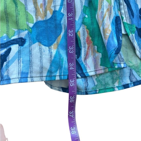 NIC + ZOE Scribble Vines Shirt Dress Size Small Green Blue Preppy NWOT - Picture 6 of 11